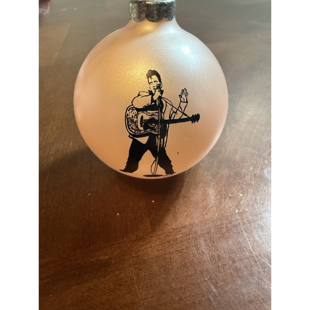 Elvis Presley EPE Frosted Glass Christmas Ornament Guitar Signature 3"‎ Ball